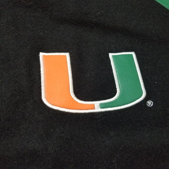 Vintage Miami Hurricanes Bomber Leather Jacket 2XL - Picture 2 of 8